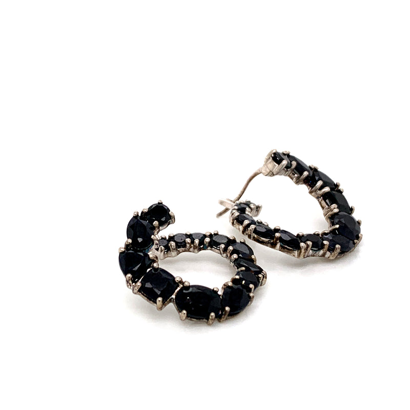 Black Sapphire 925 silver earrings