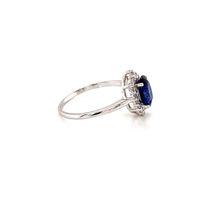 Blue Sapphire Setting With Diamonds 18K White Gold Ring