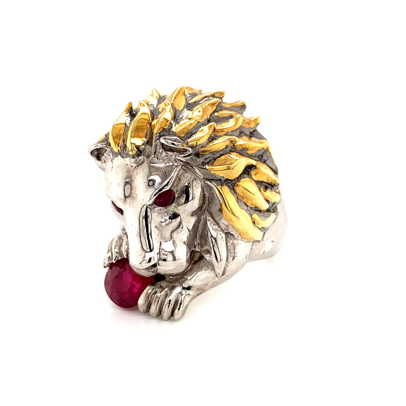 Ruby Lion Head Ring