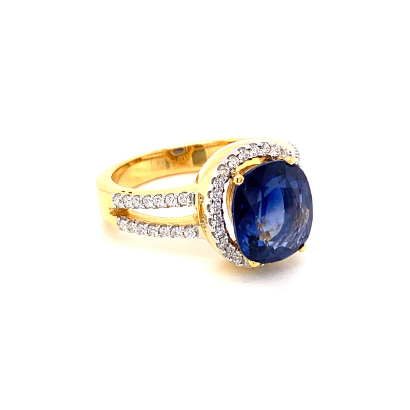 Blue Sapphire Setting With Diamonds 18k Yellow Gold