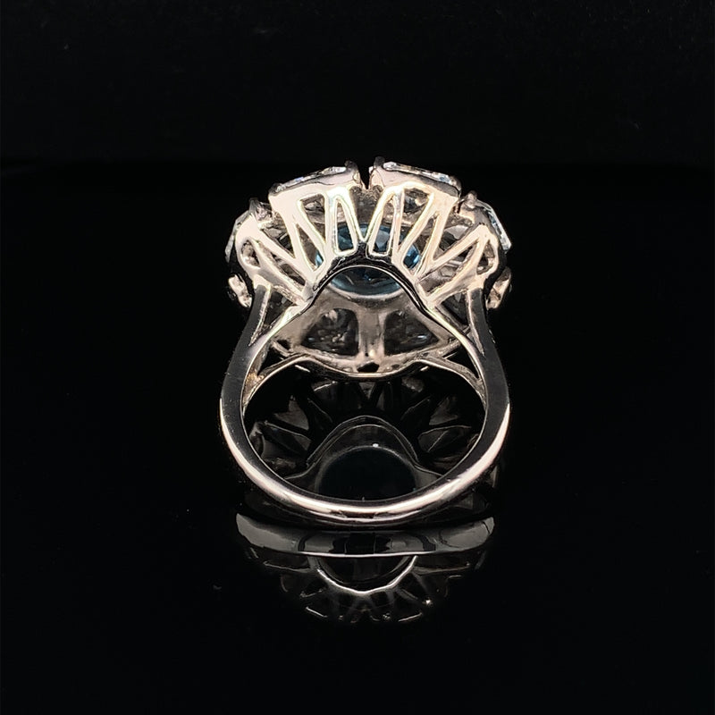 Blue Topaz and White Topaz 925 Silver Ring