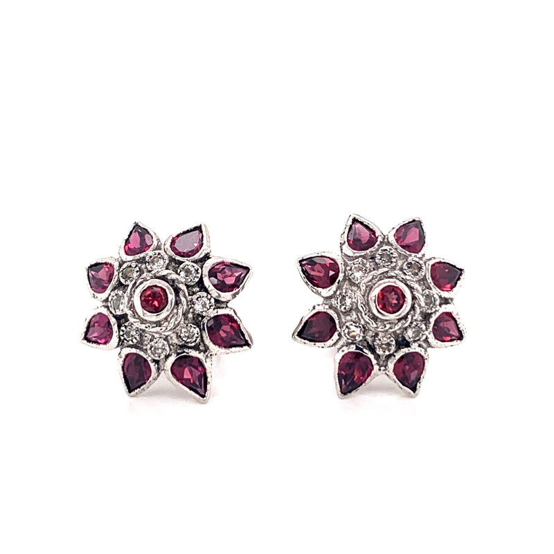 Rhodolite Garnet Earrings 925 Silver