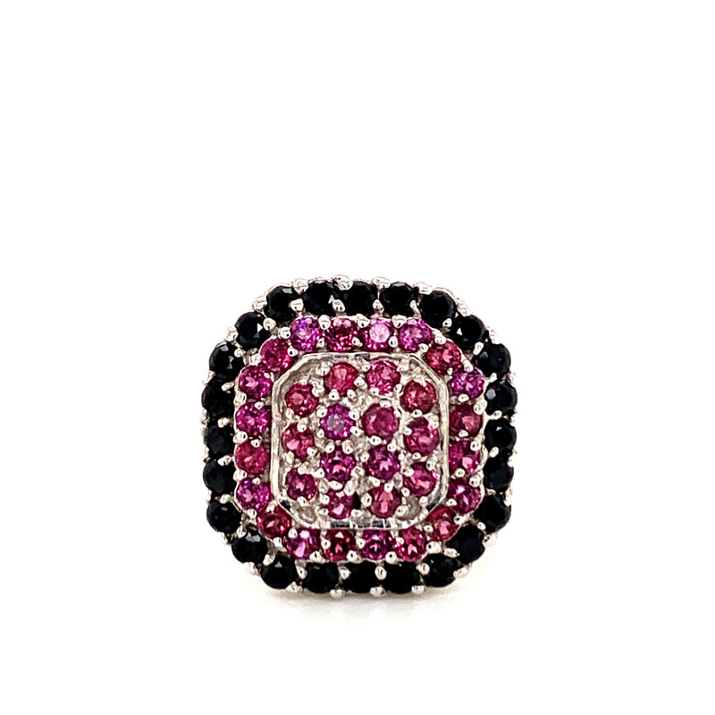 Rhodolite Garnet / Black Spinel 925 Silver Ring, Earring, Pendant