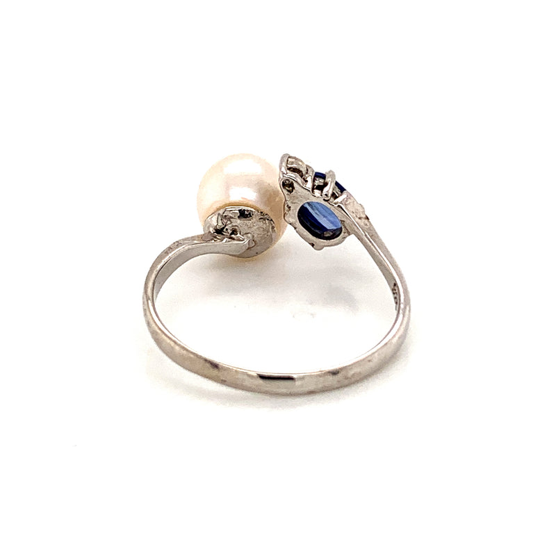 Pearl and Blue Sapphire Ring