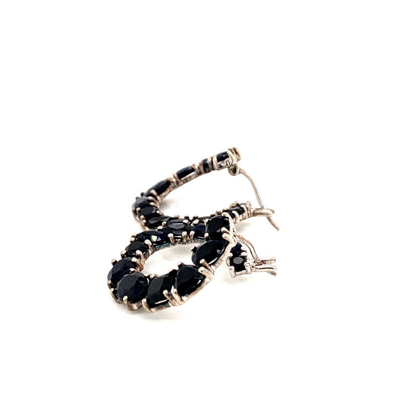 Black Sapphire 925 silver earrings