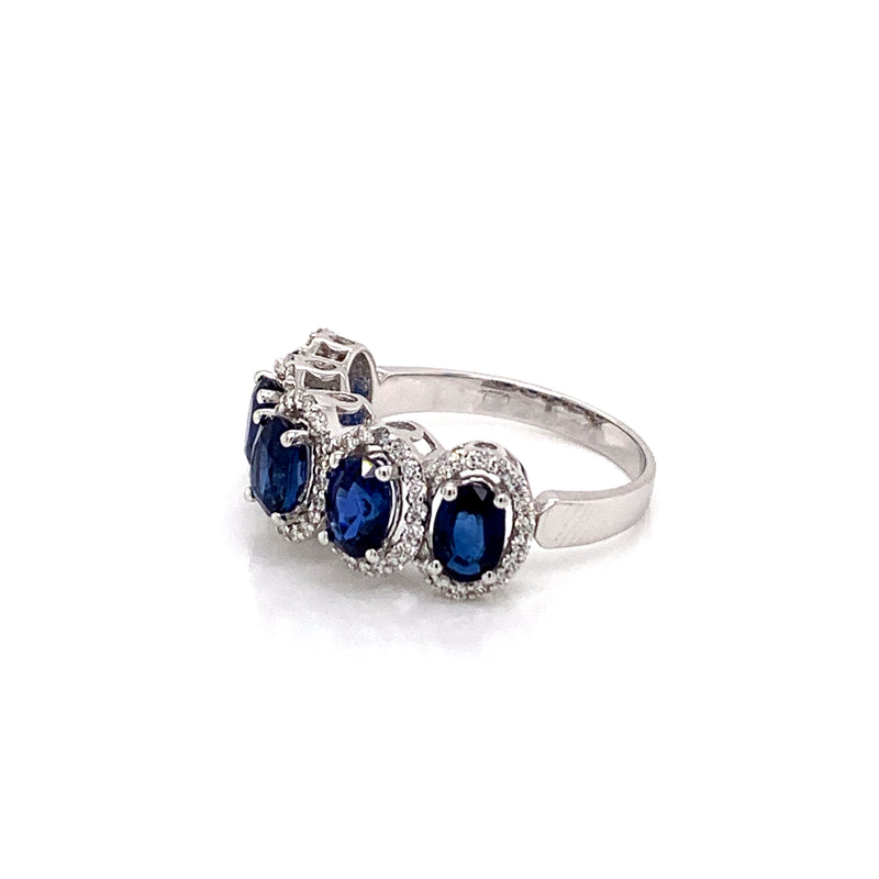 Blue Sapphire Setting With Diamonds 18K White Gold Ring