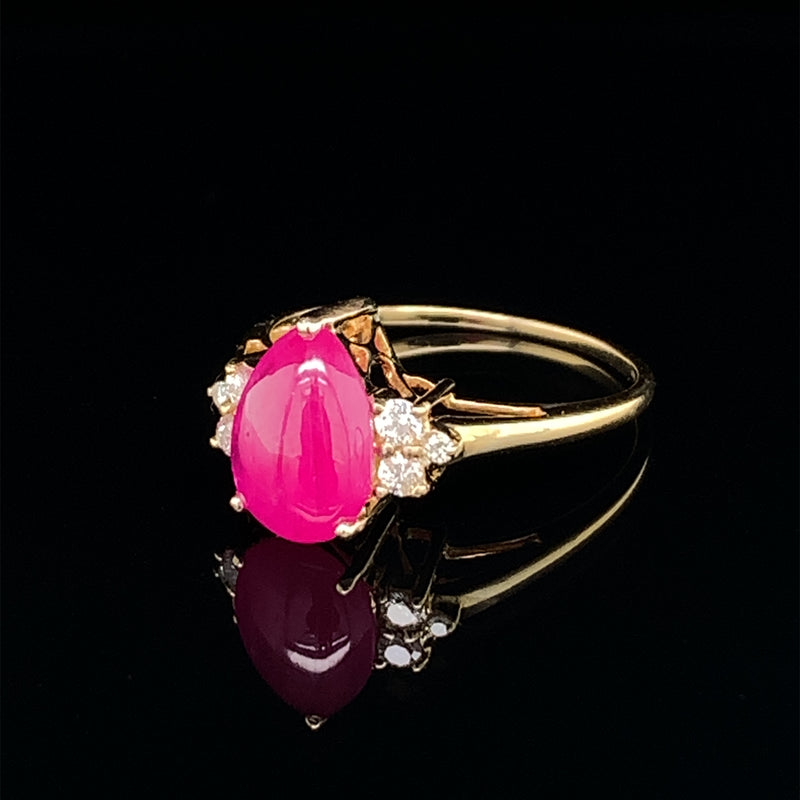 Ruby Set In Diamonds 18k Gold Ring