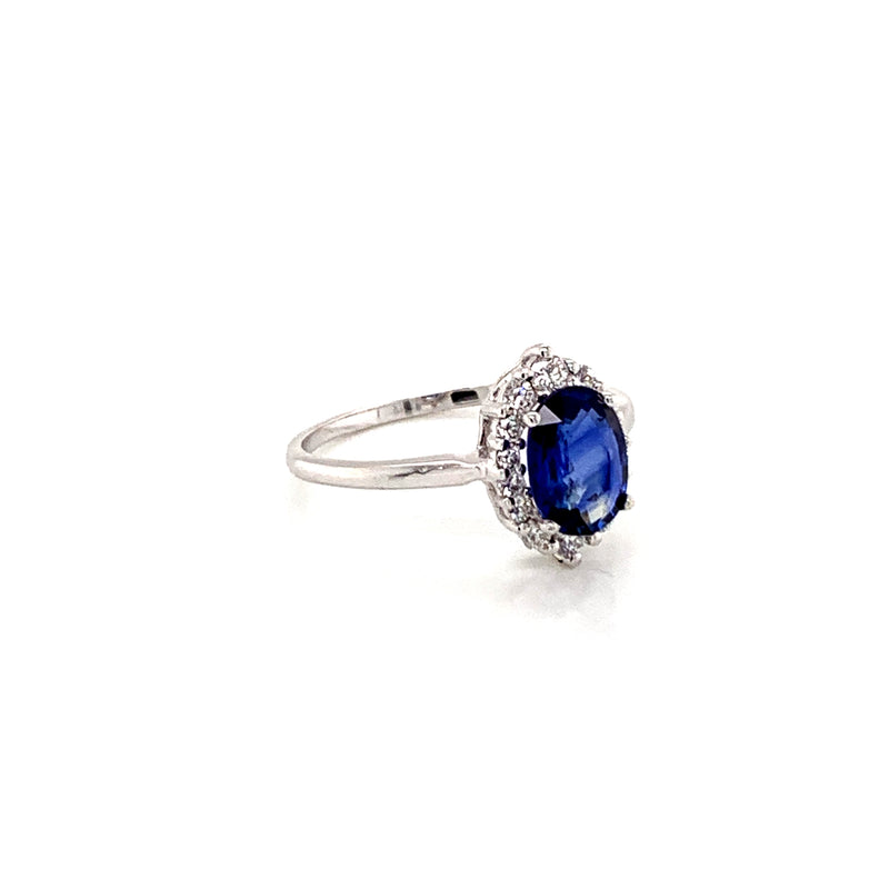 Blue Sapphire Setting With Diamonds 18K White Gold Ring