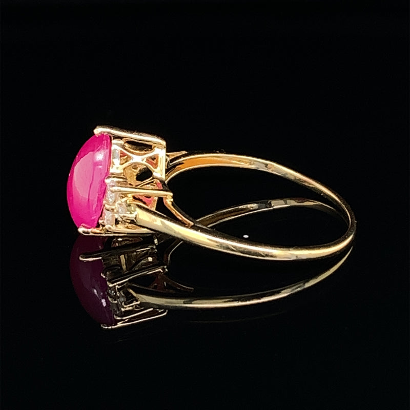 Ruby Set In Diamonds 18k Gold Ring