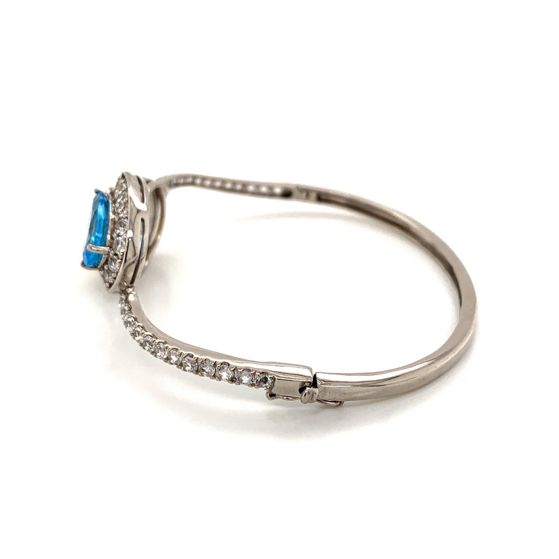 Blue Topaz & Citrine Setting White White Topaz 925 Silver Bangle