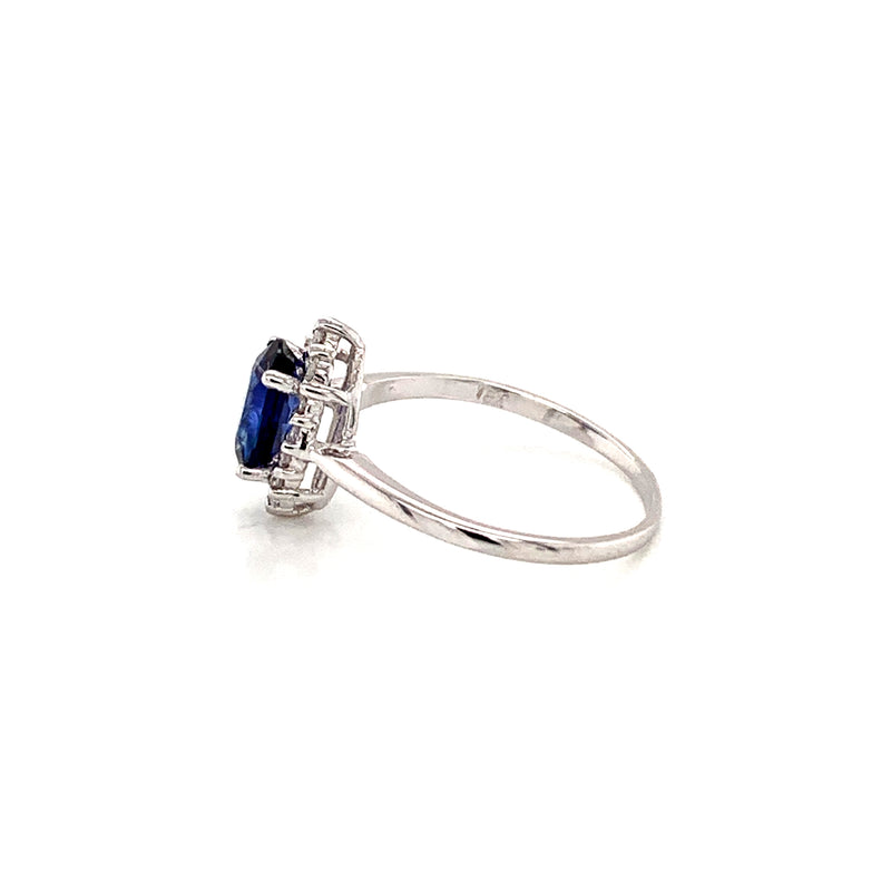 Blue Sapphire Setting With Diamonds 18K White Gold Ring