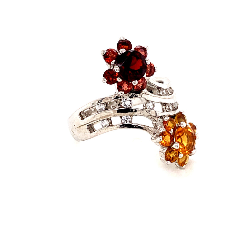 Rhodolite and Hessonite Garnet 925 Silver Ring