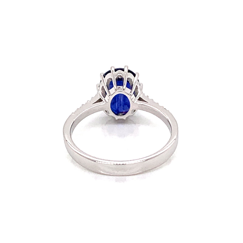 Blue Sapphire Setting With Diamonds 18K White Gold Ring