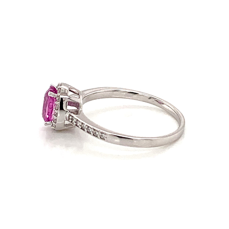 Pink Sapphire Setting With Diamonds 18K White Gold Ring