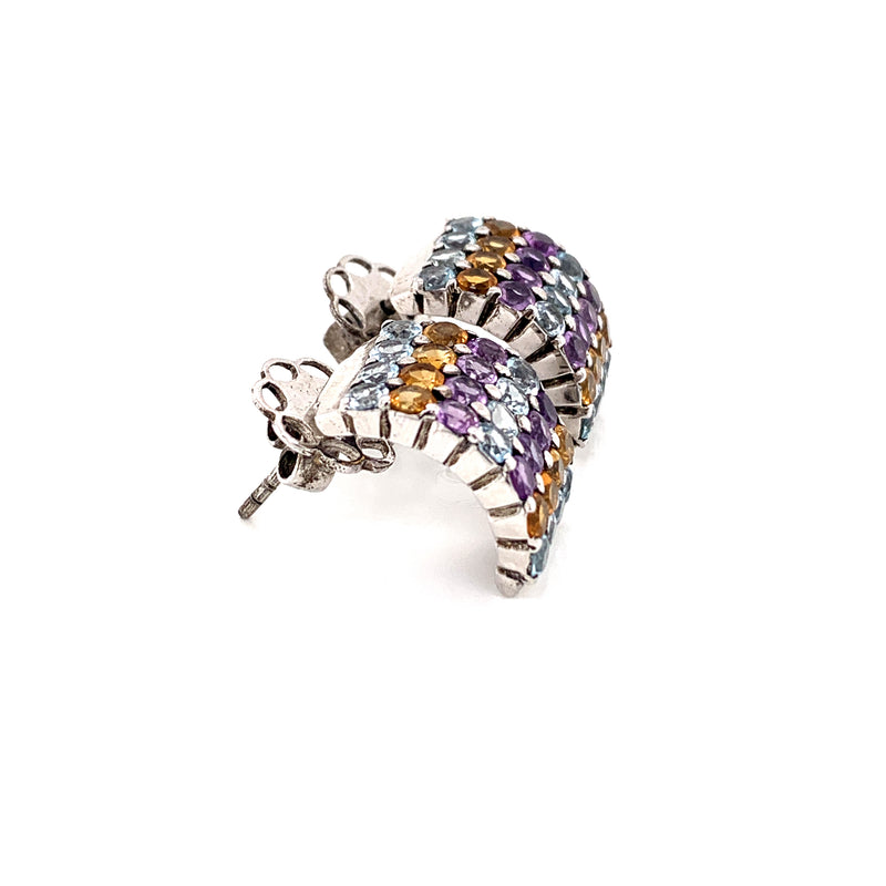 Amethyst/ Citrine /Quartz 925 Silver Eyrring