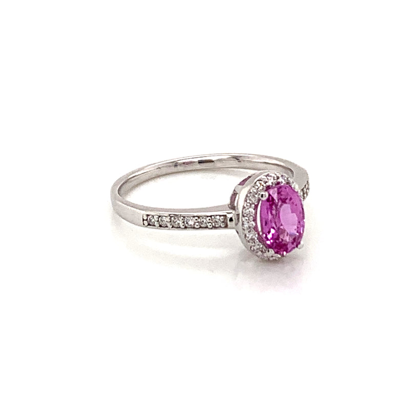 Pink Sapphire Setting With Diamonds 18K White Gold Ring