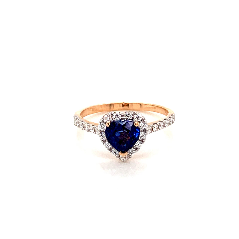 Blue Sapphire Setting With Diamonds 18k Yellow Gold Ring