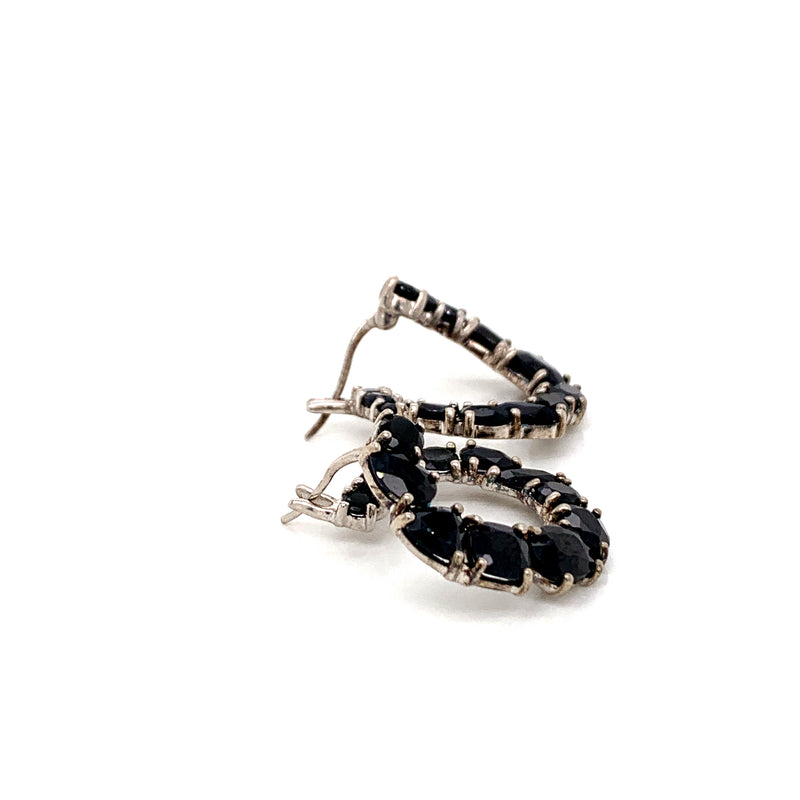 Black Sapphire 925 silver earrings