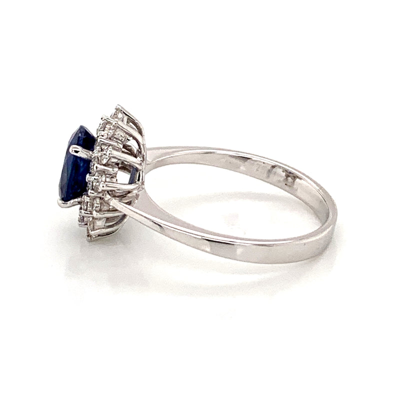 Blue Sapphire Setting With Diamonds 18K White Gold Ring