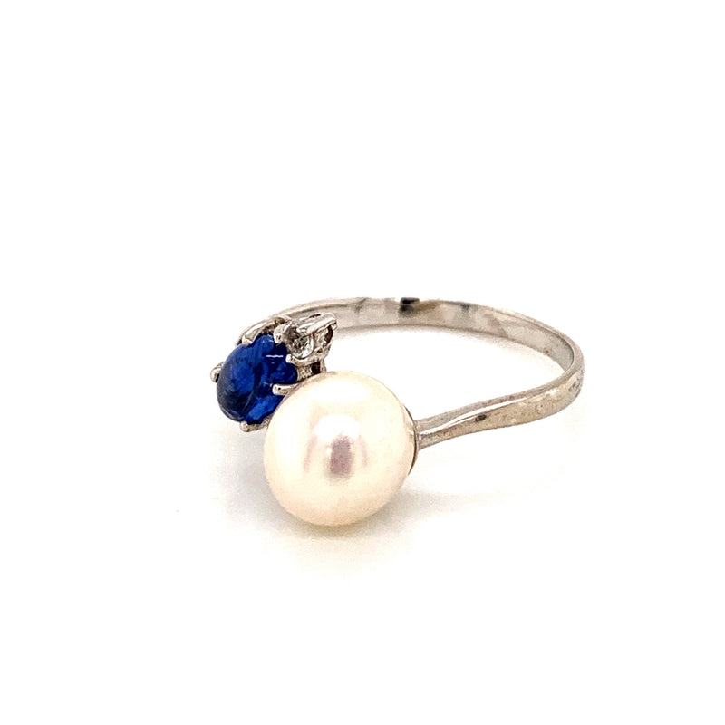 Pearl and Blue Sapphire Ring
