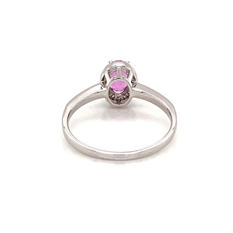 Pink Sapphire Setting With Diamonds 18K White Gold Ring