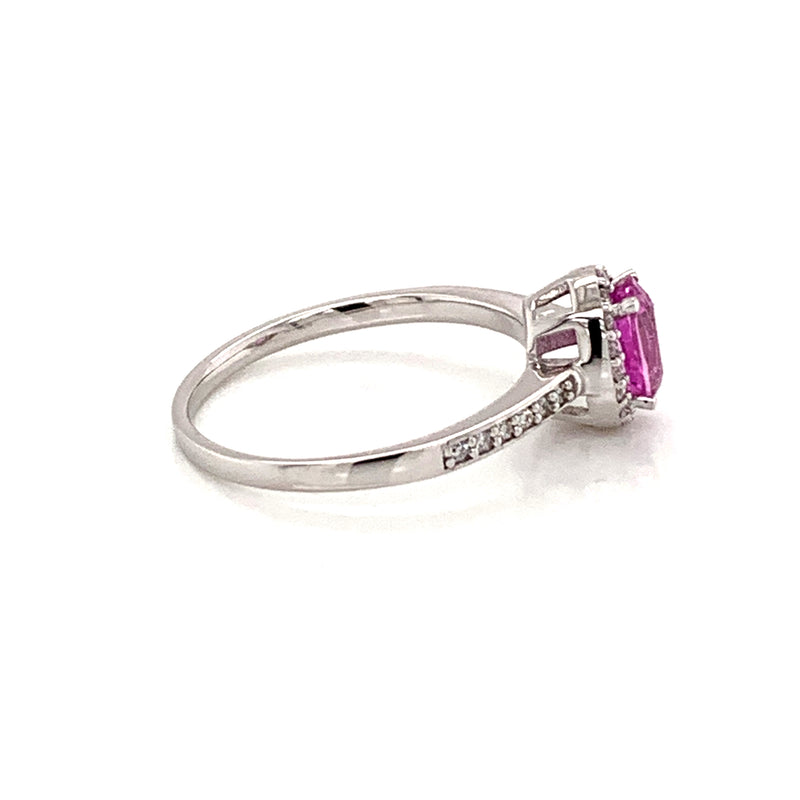 Pink Sapphire Setting With Diamonds 18K White Gold Ring