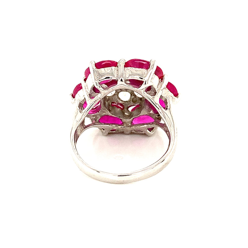 Burma Ruby & White Sapphire 925 Silver Ring