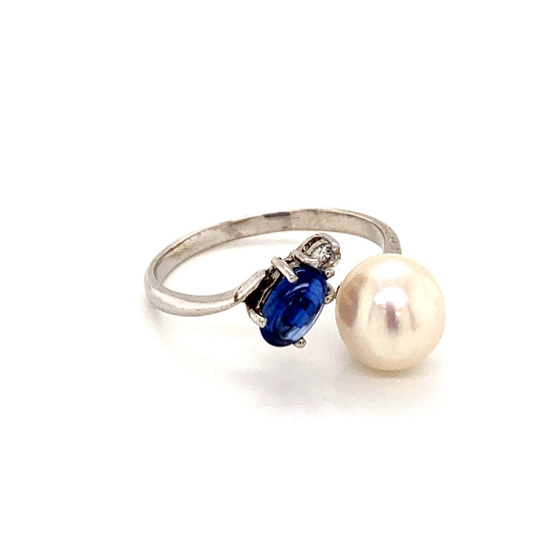 Pearl and Blue Sapphire Ring