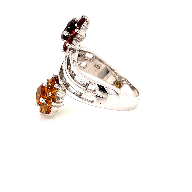 Rhodolite and Hessonite Garnet 925 Silver Ring