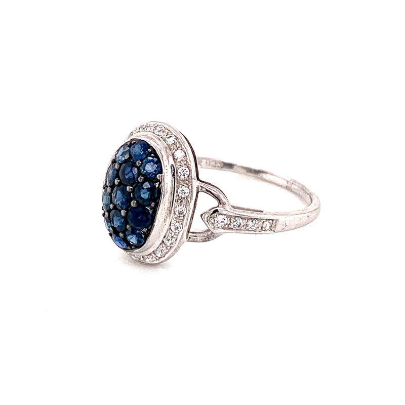 Blue Sapphire & White Sapphire 925 Silver Ring