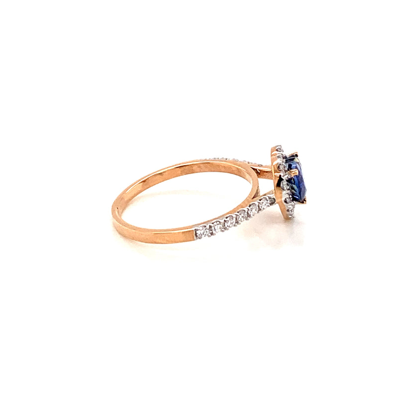 Blue Sapphire Setting With Diamonds 18k Yellow Gold Ring