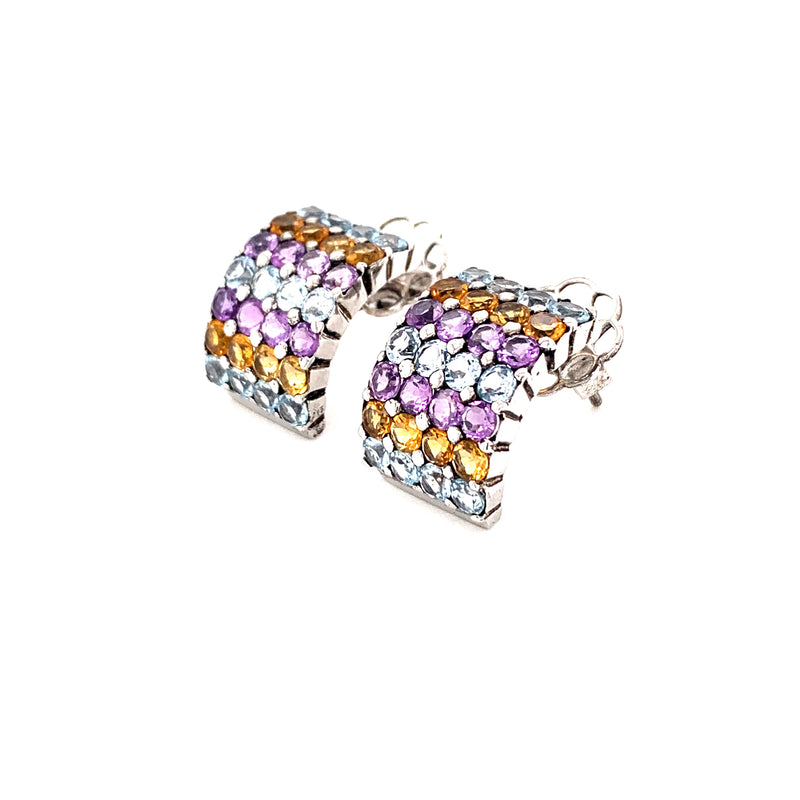 Amethyst/ Citrine /Quartz 925 Silver Eyrring
